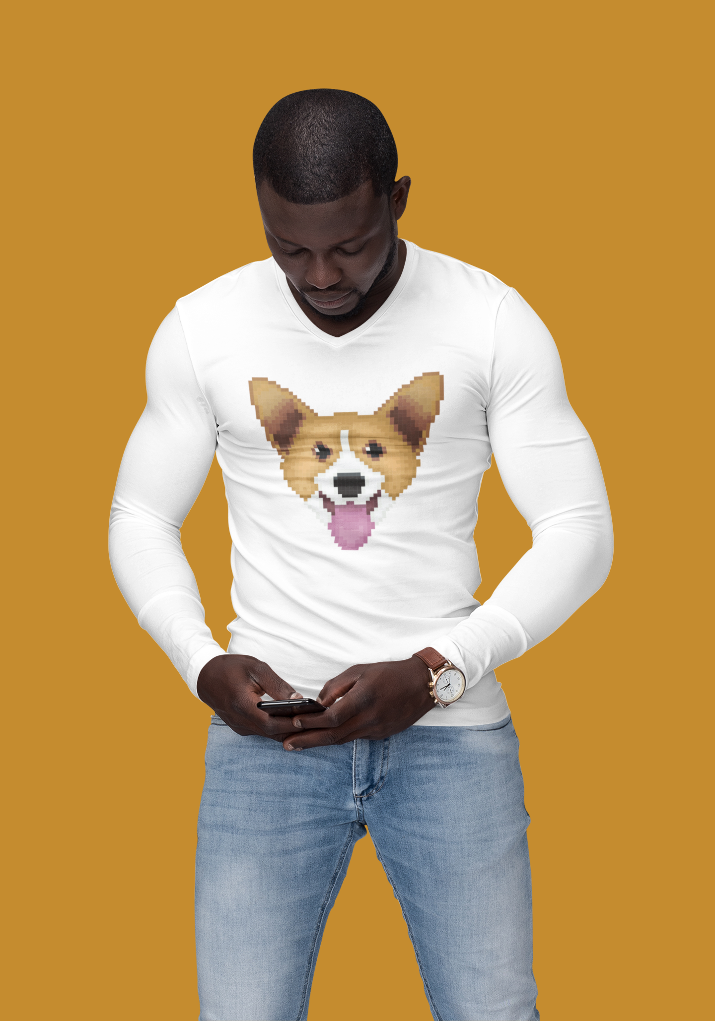 Pixelated Corgi Short-Sleeve Unisex T-Shirt